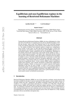 Equilibrium and non-Equilibrium regimes in the learning of Restricted
  Boltzmann Machines