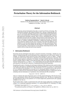 Perturbation Theory for the Information Bottleneck