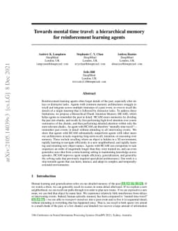 Towards mental time travel: a hierarchical memory for reinforcement
  learning agents