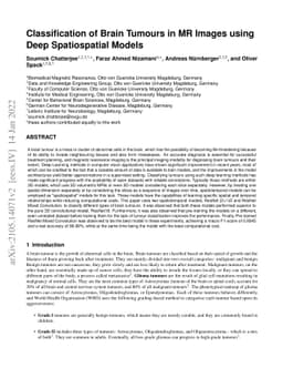 Classification of Brain Tumours in MR Images using Deep Spatiospatial
  Models