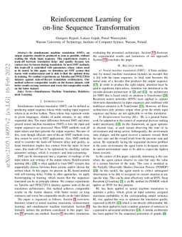 Reinforcement Learning for on-line Sequence Transformation
