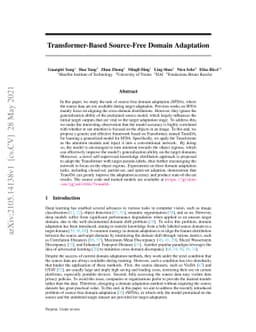 Transformer-Based Source-Free Domain Adaptation