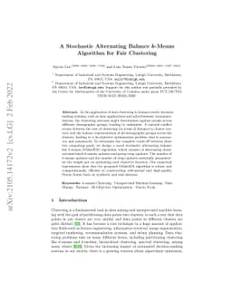 A Stochastic Alternating Balance $k$-Means Algorithm for Fair Clustering