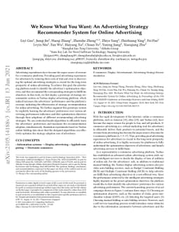 We Know What You Want: An Advertising Strategy Recommender System for
  Online Advertising