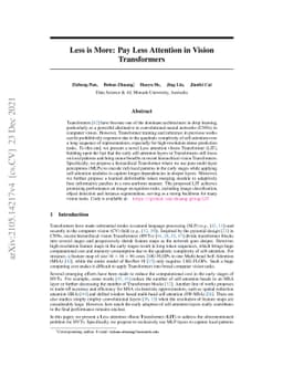 Less is More: Pay Less Attention in Vision Transformers