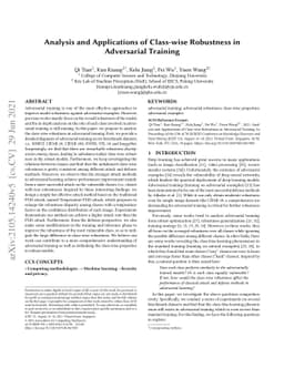 Analysis and Applications of Class-wise Robustness in Adversarial
  Training