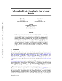 Information Directed Sampling for Sparse Linear Bandits