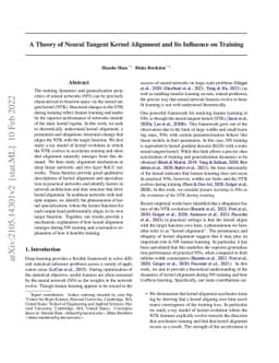 A Theory of Neural Tangent Kernel Alignment and Its Influence on
  Training