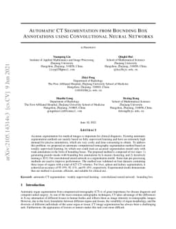 Automatic CT Segmentation from Bounding Box Annotations using
  Convolutional Neural Networks