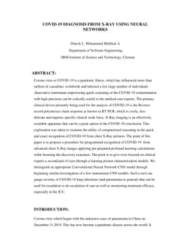 Covid-19 diagnosis from x-ray using neural networks