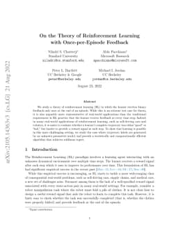 On the Theory of Reinforcement Learning with Once-per-Episode Feedback