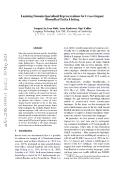 Learning Domain-Specialised Representations for Cross-Lingual Biomedical
  Entity Linking
