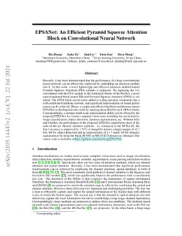 EPSANet: An Efficient Pyramid Squeeze Attention Block on Convolutional
  Neural Network