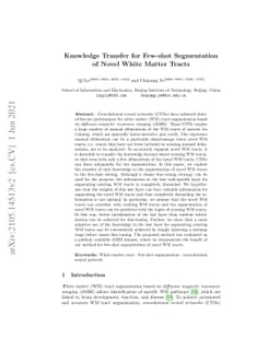 Knowledge Transfer for Few-shot Segmentation of Novel White Matter
  Tracts