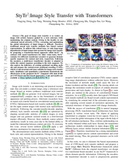 StyTr$^2$: Image Style Transfer with Transformers
