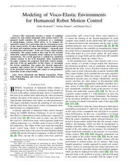 Modeling of Visco-Elastic Environments for Humanoid Robot Motion Control