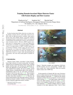 Training Domain-invariant Object Detector Faster with Feature Replay and
  Slow Learner
