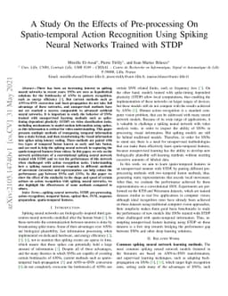 A Study On the Effects of Pre-processing On Spatio-temporal Action
  Recognition Using Spiking Neural Networks Trained with STDP