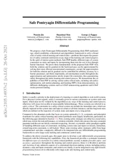 Safe Pontryagin Differentiable Programming