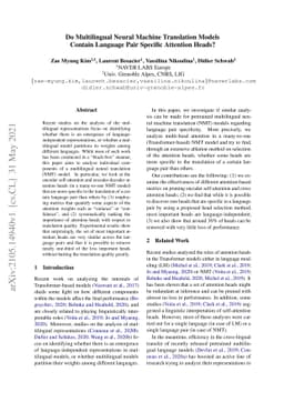 Do Multilingual Neural Machine Translation Models Contain Language Pair
  Specific Attention Heads?