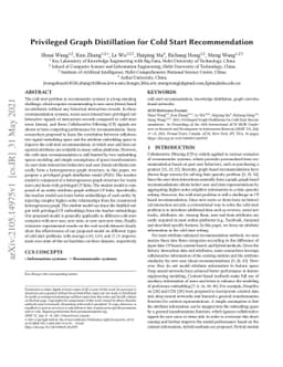 Privileged Graph Distillation for Cold Start Recommendation