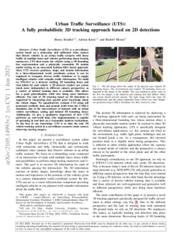 Urban Traffic Surveillance (UTS): A fully probabilistic 3D tracking
  approach based on 2D detections