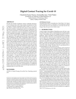 Digital Contact Tracing for Covid 19