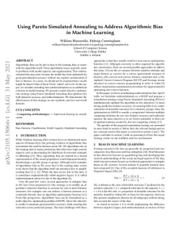 Using Pareto Simulated Annealing to Address Algorithmic Bias in Machine
  Learning