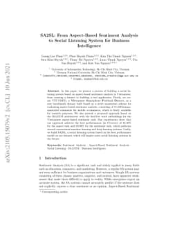 SA2SL: From Aspect-Based Sentiment Analysis to Social Listening System
  for Business Intelligence