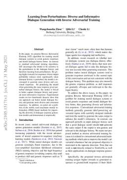 Learning from Perturbations: Diverse and Informative Dialogue Generation
  with Inverse Adversarial Training