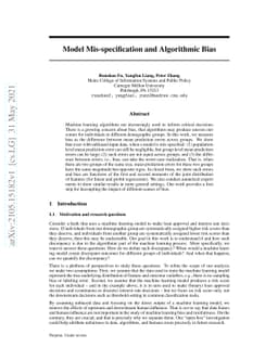 Model Mis-specification and Algorithmic Bias