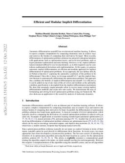 Efficient and Modular Implicit Differentiation