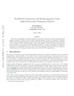 Parallelized Computation and Backpropagation Under Angle-Parametrized
  Orthogonal Matrices