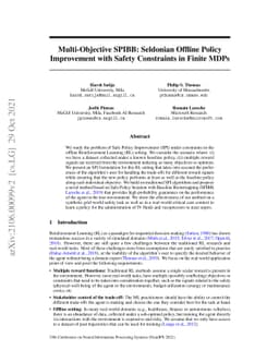 Multi-Objective SPIBB: Seldonian Offline Policy Improvement with Safety
  Constraints in Finite MDPs