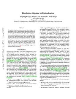 Distribution Matching for Rationalization