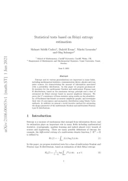 Statistical tests based on Rényi entropy estimation