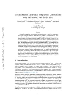 Counterfactual Invariance to Spurious Correlations: Why and How to Pass
  Stress Tests