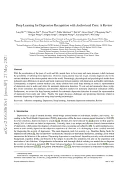Deep Learning for Depression Recognition with Audiovisual Cues: A Review