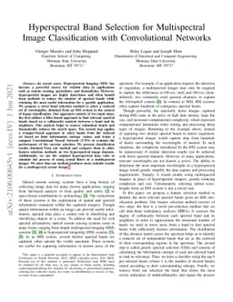 Hyperspectral Band Selection for Multispectral Image Classification with
  Convolutional Networks