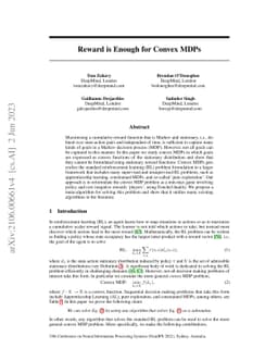 Reward is enough for convex MDPs