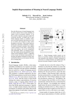 Implicit Representations of Meaning in Neural Language Models