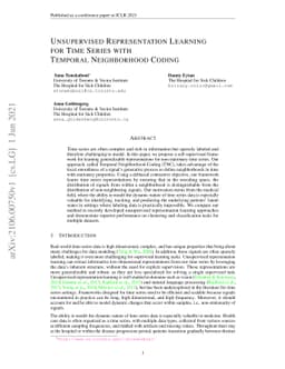 Unsupervised Representation Learning for Time Series with Temporal
  Neighborhood Coding