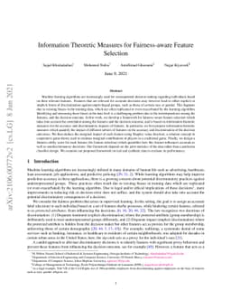 Information Theoretic Measures for Fairness-aware Feature Selection