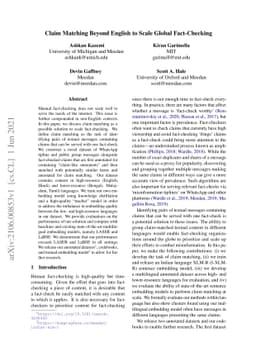 Claim Matching Beyond English to Scale Global Fact-Checking