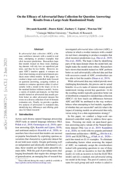 On the Efficacy of Adversarial Data Collection for Question Answering:
  Results from a Large-Scale Randomized Study