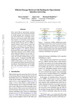 Efficient Passage Retrieval with Hashing for Open-domain Question
  Answering