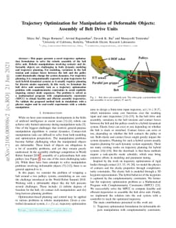 Trajectory Optimization for Manipulation of Deformable Objects: Assembly
  of Belt Drive Units