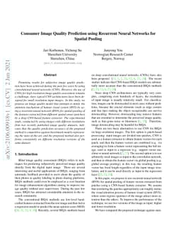 Consumer Image Quality Prediction using Recurrent Neural Networks for
  Spatial Pooling