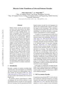 Discrete Cosine Transform as Universal Sentence Encoder