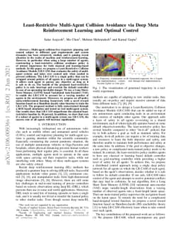 Least-Restrictive Multi-Agent Collision Avoidance via Deep Meta
  Reinforcement Learning and Optimal Control